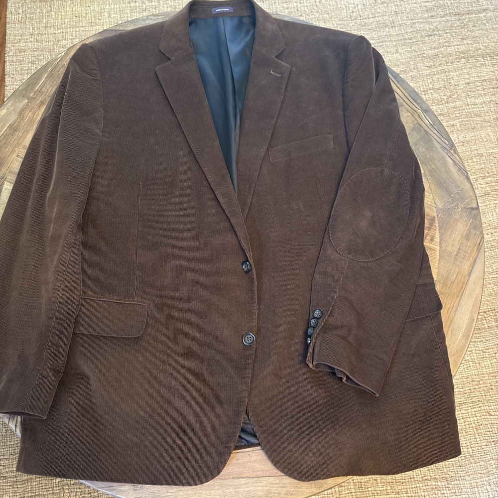 Stafford Mens 52R Brown Corduroy Sport Coat Blazer Jacket Elbow Patches Big&tall